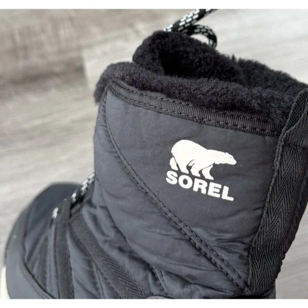 SOREL Whitney II Short Lace Winter Boots Womens Size 9 Black Waterproof Snow